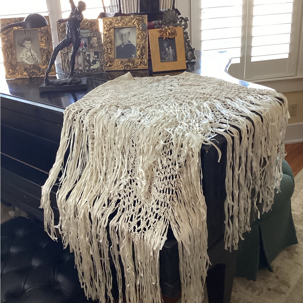 Ribbon Lace Crocheted Shawl - Picture 6 of 9